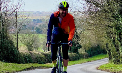 Richard Lake during an everesting attempt in 2021 at Tetford hill in Lincolnshire